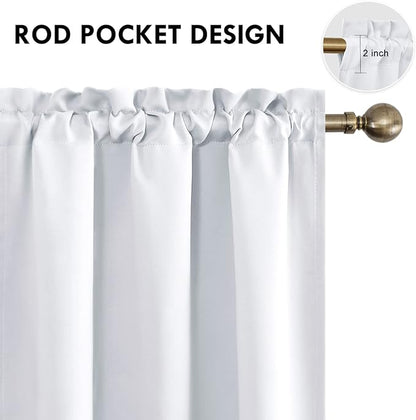 DWCN Blackout Curtains – Thermal Insulated, Energy Saving & Noise Reducing Bedroom and Living Room Curtains, Greyish White, W 42x L 63 Inch, Set of 2 Rod Pocket Curtain Panels