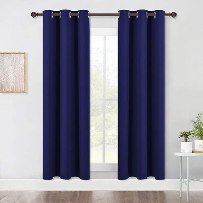 NICETOWN Living Room Blackout Draperies Curtains, Window Treatment Energy Saving Thermal Insulated Solid Grommet Blackout Draperies/Drapes (1 Pair, 42 by 72-Inch, Royal Blue)