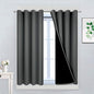 Yakamok Dark Gray 100% Blackout Curtains, Energy Saving Thermal Insulated 2 Thick Layers Total Blackout Drapes with Black Liner for Bedroom (52Wx45L,Dark Grey, 2 Panels)
