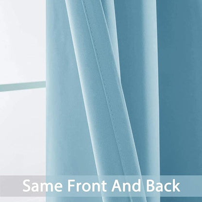 Yakamok Extra Wide Blackout Curtain for Sliding Glass Door, Grommet Thermal Insulated Room Divider Curtain 100W x 84L inch, Room Darkening Patio Curtain,8.3ft Wide x 7ft Tall, 1 Panel,Sky Blue