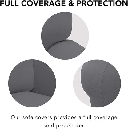 PureFit Super Stretch 4 Seater Sofa Slipcover – Spandex Non Slip Soft Couch Sofa Cover, Washable Furniture Protector with Non Skid Foam and Elastic Bottom for Kids, Pets （XX Large, Gray）