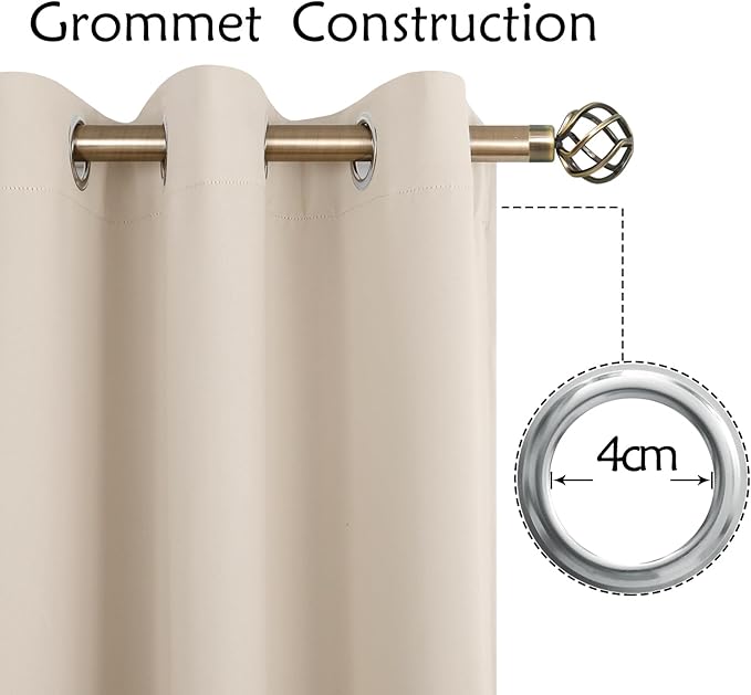 BGment Blackout Curtains - Grommet Thermal Insulated Room Darkening Bedroom and Living Room Curtains, Set of 2 Panels (52 x 84 Inch, Champagne)