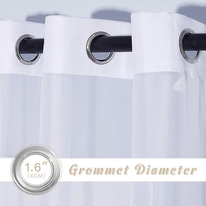 NICETOWN White Sheer 48 inch Curtains, Grommet Short Curtains Airy Voile Textured Soft and Lightweight Half Window Treatments for Bedroom/Cafe, W42 x L48, 2 Panels