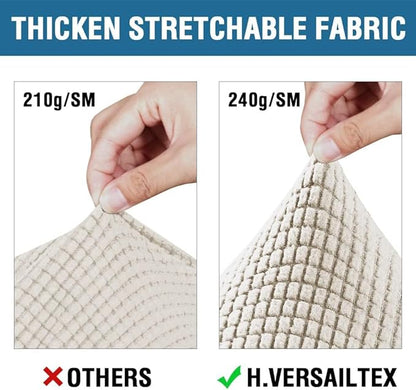 H.VERSAILTEX 4 Piece Stretch Sofa Covers for 3 Cushion Couch Covers for Living Room Furniture Slipcovers (Base Cover Plus 3 Seat Cushion Covers) Thicker Jacquard Fabric (Large Sofa, Island Fossi)