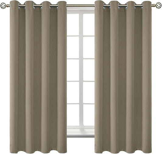 BGment Room Darkening Curtains 63 Inches Long - Grommet Thermal Insulated Drapes Window Treatment Curtains for Bedroom, 2 Panels, 52 x 63 Inch, Cocoa