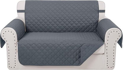 Reversible Loveseat Sofa Covers Couch Cover Furniture Protector(Loveseat,Dark Blue/Dark Blue)