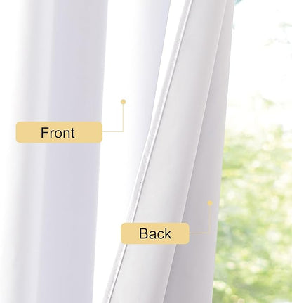 NICETOWN Bedroom 100% Blackout Curtains, 2 Panels, 42 by 63, Snow White, Window Treatment Rod Pocket Curtains/Drapes for Bedroom
