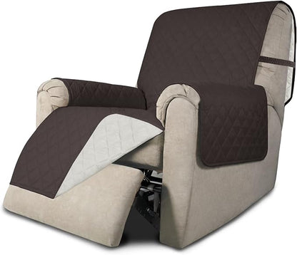 Easy-Going Recliner Chair Slipcover Reversible Sofa Cover Water Resistant Couch Cover Furniture Protector with Elastic Straps for Pets Dog (Recliner 22 inch, Chocolate/Ivory)