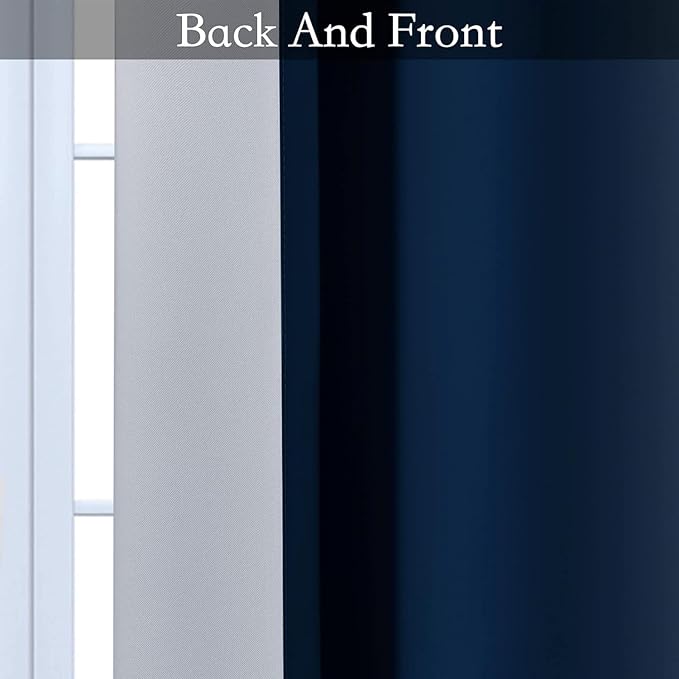 SimpleHome Ombre Room Darkening Curtains for Living Room, Light Blocking Dark Blue to Greyish White Thermal Insulated Grommet Window Curtains/Drapes for Bedroom, 2 Panels, 42x72 inches Length