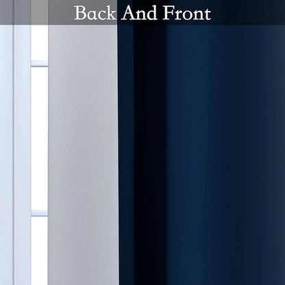 SimpleHome Ombre Room Darkening Curtains for Living Room, Light Blocking Dark Blue to Greyish White Thermal Insulated Grommet Window Curtains/Drapes for Bedroom, 2 Panels, 42x72 inches Length