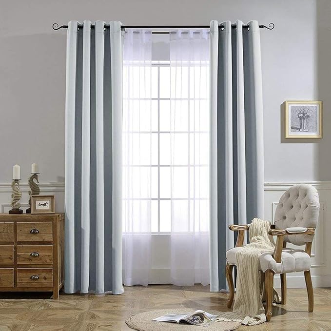 NICETOWN Room Darkening Curtain Panels - Home Fashion Ring Top Thermal Insulated Room Darkening Curtains for Bedroom/Nursery (Greyish White=Light Grey, 2 Panels, 52 inches W x 95 inches)