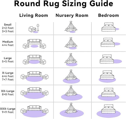 OLANLY Light Purple Round Rugs for Bedroom - Machine Washable, 8 ft Circle Area Rugs for Living Room, Soft and Fluffy Shaggy Carpet for Teen Girls and Boys, Nursery Rooms, Dorms, Home Decor Aesthetic