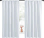 NICETOWN Greyish White Bedroom Curtain Panels - Multi-Function Noise Reducing Performance Window Treatment Thermal Insulated Room Darkening Drapes for Nursery (2 Panels, 52 by 63)