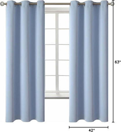 BGment Blackout Curtains for Living Room - Grommet Thermal Insulated Room Darkening Curtains for Bedroom, 2 Panels of 42 x 63 Inch, Spa Blue