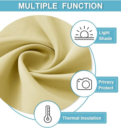 RYB HOME Short Light Yellow Curtains for Small Bedroom Window, Insulating UV Blocking Drapes for Kitchen Cafe Basement Garage, Privacy Tiers for Bathroom Window, Width 42 by Length 36, Set of 2