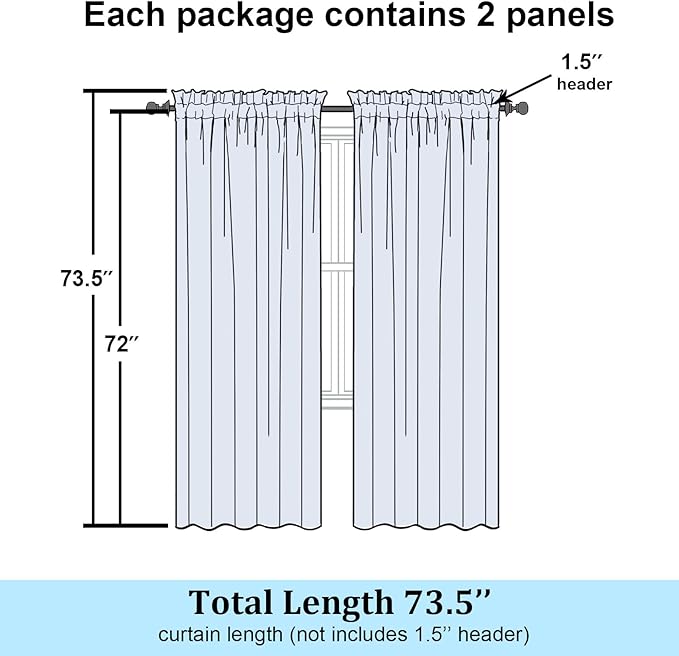 Simplebrand Hunter Green Sheer Curtains 72 Inches Long 2 Panels for Living Room, Rod Pockets Airy Window Treatments Voile Sheer Curtains Panels Lightweight for Front Back Patio Glass Door, 42" Width