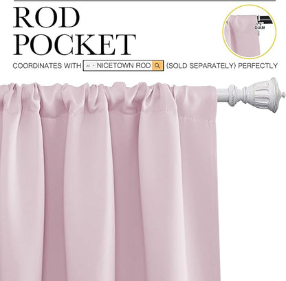 NICETOWN Kitchen Curtains Thermal Insulated Curtains & Drapes, Small Window Blackout Curtain Panels for Girls Room (Lavender Pink, 34 in x 45 in (W x L), 2 Panels)