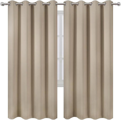 LEMOMO Khaki Thermal Blackout Curtains/52 x 72 Inch/Set of 2 Panels Room Darkening Curtains for Bedroom