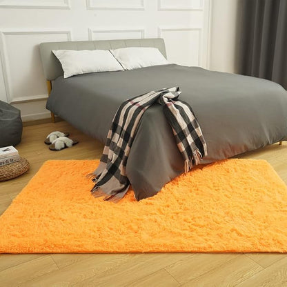 Amearea Premium Soft Fluffy Rug Modern Shag Carpet, 5.3x7.5 Feet, Fuzzy Plush Rugs for Living Room Bedroom Kids Room Home Decor, Nursery Non Slip Indoor Shaggy Carpets, Orange