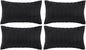 Fancy Homi 4 Packs Boho Black Decorative Throw Pillow Covers 12x24 Inch for Living Room Couch Bed Sofa, Rustic Modern Farmhouse Home Decor, Soft Plush Corduroy Cute Square Cushion Case 30x60 cm