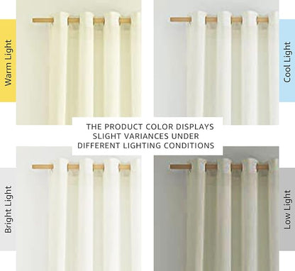 NICETOWN Off White Linen Curtains 84 inch Length, Grommet Privacy Added Thick Flax Not See Through Window Treatments Semi Sheer Drapes for Bedroom/Living Room, W55 x L84, 2 Panels