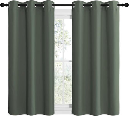 NICETOWN Blackout Curtain Panels, Home Decoration Thermal Insulated Solid Grommet Blackout Drape for Dining Room (Dark Mallard, 1 Pair, 42 by 48-Inch)