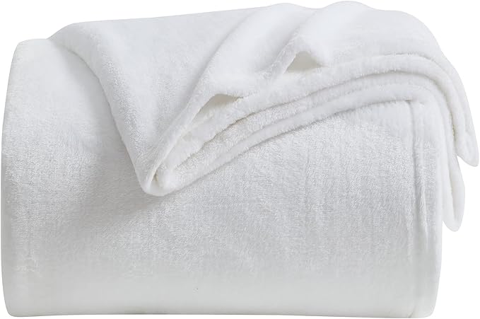 KMUSET Fleece Blanket Twin Size White Lightweight Throw Blanket Super Soft Cozy Microfiber Blanket 60x80 Inches