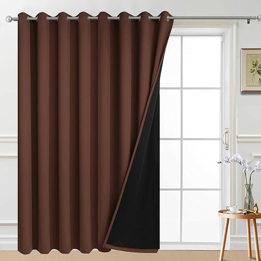 Yakamok 100% Blackout Thermal Insulated Curtains, Noise Reducing Barrier Panel for Sliding Glass Door, 2 Thick Layers Heat Full Light Blocking Patio Door Drapery, Dove Grey, W100 x L84, 1 Panel