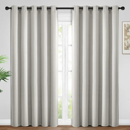 Yakamok Blackout Curtains Room Darkening Thermal Insulated Window Panels,Solid Grommet Top Drapes for Bedroom/Living Room(62Wx84L, Light Beige, 2 Panels)