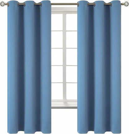 BGment Blackout Curtains for Bedroom - Grommet Thermal Insulated Room Darkening Curtains for Living Room, Set of 2 Panels (42 x 63 Inch, Faded Denim)
