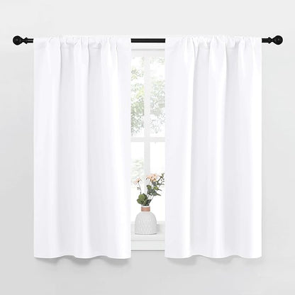 NICETOWN RV Curtains for Camper Windows, White Curtains for Kitchen Window, Home Decoration Light Filtering Curtains & Drapes for Small Window (29" Wide by 40inches Long, 1 Pair)