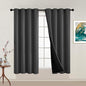 Yakamok 100% Blackout Curtains, 2 Thick Layers Thermal Insulated Total Blackout Drapes for Bedroom, Heat Blocking Window Curtains for Living Room(Charcoal Grey, 52Wx54L, 2 Panels)