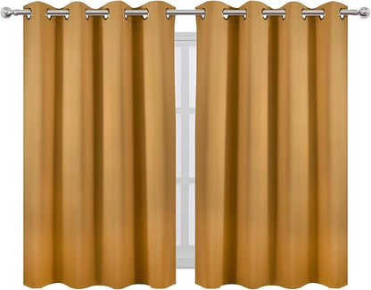 LEMOMO Mustard Yellow Thermal Blackout Curtains/52 x 45 Inch/Set of 2 Panels Room Darkening Curtains