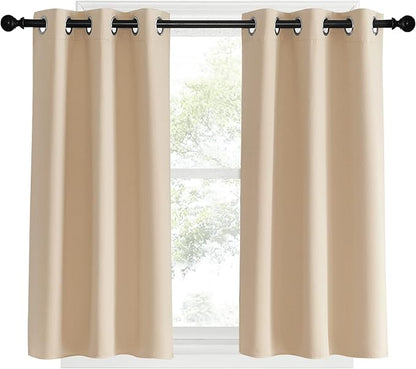 NICETOWN Bedroom Blackout Curtains and Drapes, Biscotti Beige, Set of 2, 34 by 40, Window Treatment Thermal Insulated Solid Grommet Blackout Draperies for Kitchen/Cafe
