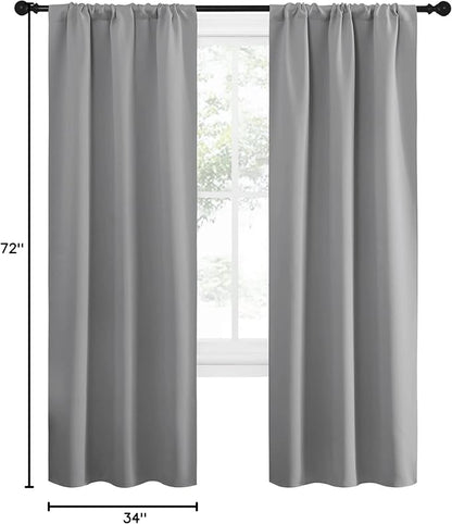 NICETOWN Sidelight Curtains for Front Door - Home Decoration Thermal Insulated Rod Pocket Blackout Blinds & Drapes for Small Windows (Silver Grey, 2 Panels, W34 x L72 -Inch)