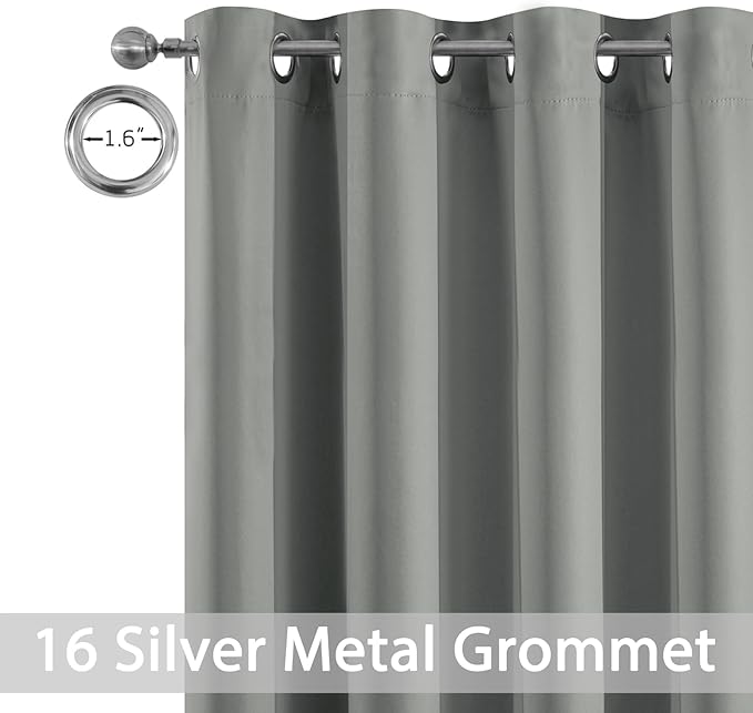 Yakamok Blackout Patio Curtains 100x84 Inches for Sliding Door Extral Wide Blackout Curtain Panels Thermal Insulated Room Divider - Grommet Top, 7' Tall by 8.3' Wide - Dove Grey