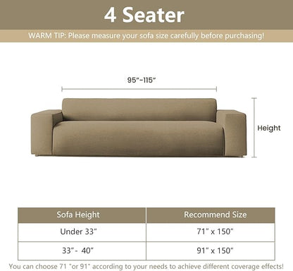 MYSKY HOME Couch Cover for Dogs, Sectional Couch Cover, Beige Lines Sofa Covers for Sectional Sofa L Shape Chenille Couch Protector for Dogs Pets Couch Covers Washable Soft Throw, 91"X150"