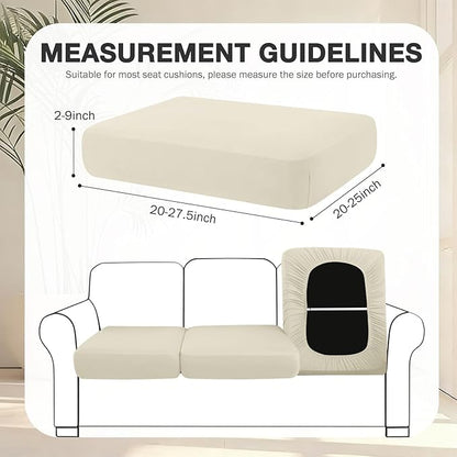 hyha 4Pcs Patio Cushion Covers, Stretch Outdoor Couch Cushion Covers Replacement, Washable Outdoor Chair/Sofa Slipcovers for Patio Furniture Cushions Protector with Elastic Bottom(Beige,Cover Only)