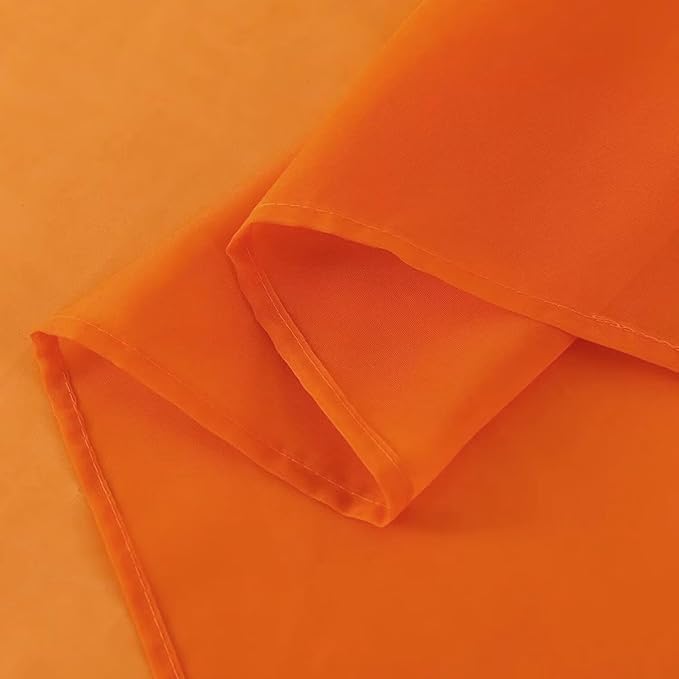SpaceDresser Orange Sheer Curtains 4 Panels Rod Pocket Semi-Sheer Curtain 96 Inches Long Light Filtering Voile Window Drapes for Bedroom Living Room Kitchen, Each 52W x 96L