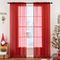 MIULEE 2 Panels Red Solid Color Sheer Christmas Window Curtains Elegant Window Voile Panels/Drapes/Treatment for Bedroom Living Room (54X63 Inches)