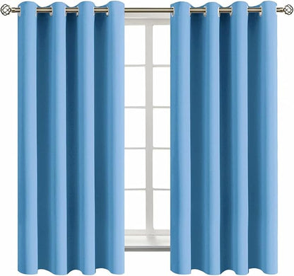BGment Room Darkening Curtains 63 Inches Long - Grommet Thermal Insulated Drapes Window Treatment Curtains for Bedroom, 2 Panels, 52 x 63 Inch, Sky Blue