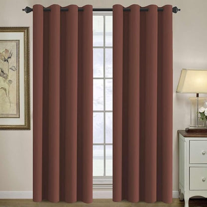 H.VERSAILTEX Blackout Curtain for Living Room Thermal Insulated Window Treatment Curtain Extra Long 108 inch Length Energy Saving Solid Grommet Top Blackout Drape, One Panel, Rust, 52" W x 108" L