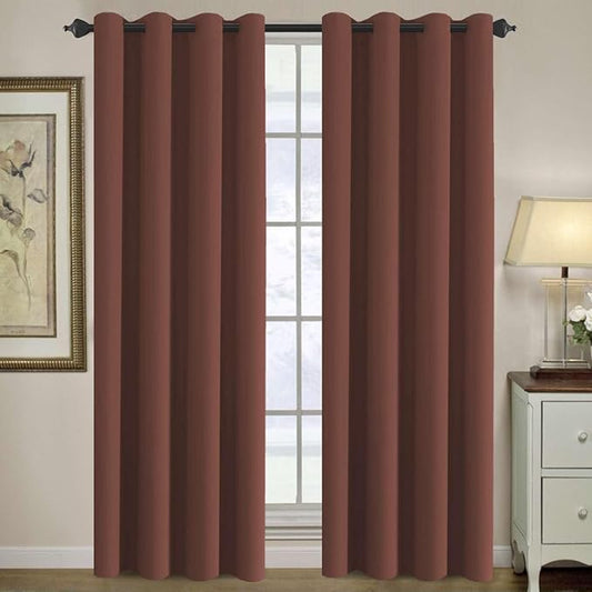 H.VERSAILTEX Blackout Curtain for Living Room Thermal Insulated Window Treatment Curtain Extra Long 96 inch Length Energy Saving Solid Grommet Top Blackout Drape, One Panel, Rust, 52" W x 96" L