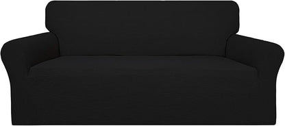Easy-Going 100% Waterproof Couch Cover, Dual Waterproof Sofa Cover, Stretch Jacquard Sofa Slipcover, Leakproof Furniture Protector for Kids, Pets, Dog and Cat (Oversized Sofa, Black)