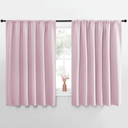 NICETOWN Blackout Curtains for Bedroom, Blackout Curtain Panels, Baby Pink, 1 Pair, 62 by 63-inch, Window Treatment Energy Saving Thermal Insulated Solid Rod Pocket Blackout Drapes/Draperies