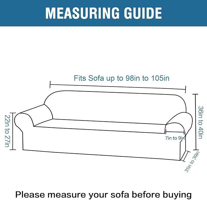 H.VERSAILTEX Stretch Velvet Sofa Covers Large Couch Covers Sofa Slipcovers Furniture Protector Soft with Non Slip Elastic Bottom, Feature Thick Comfy Rich Velour (XL Sofa, 98"-105", Peacock Blue)