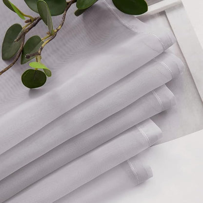 MIULEE 2 Panels Kitchen Tiers Half Window Sheer Curtains Rod Pocket Translucent Voile Drapes for Kitchen Bathroom Small Windows 29 by 36 Inch Greyish Lilac