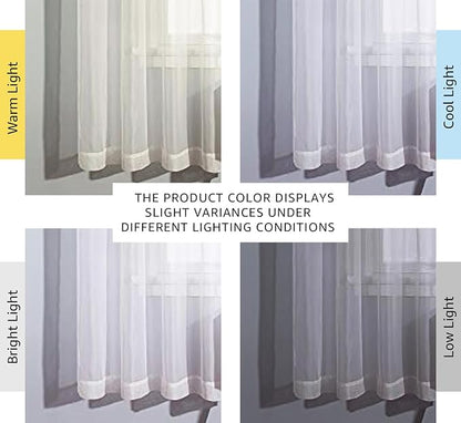 NICETOWN Sheer Curtains Panel 72" Long - Ring Top Window Treatment Sheer Voile Drapes for Bedroom/Living Room (White, Set of 2, W54 x L72)