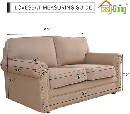 Easy-Going Reversible Loveseat Couch Cover for 2 Cushion Couch Sofa Cover for Dogs Water Resistant Furniture Protector with Foam Sticks Elastic Straps for Pet (Loveseat, Brown/Brown)