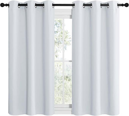 NICETOWN Room Darkening Curtain Panels for Bedroom, Easy-Care Solid Thermal Insulated Grommet Room Darkening Draperies/Drapes (Greyish White, 2 Panels, 42 by 48)
